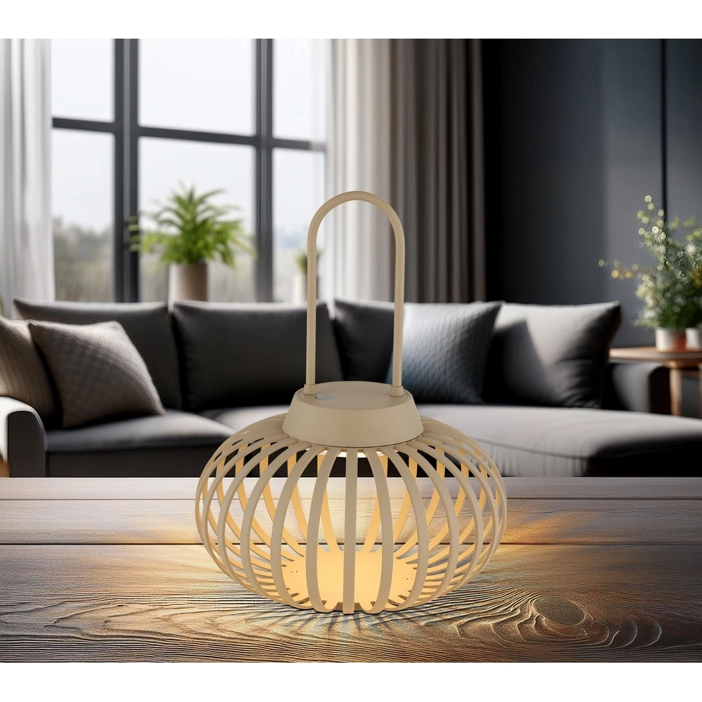 Moderne Tischleuchte Allegra Sand Braun Wiederaufladbar Globo 9007371525584