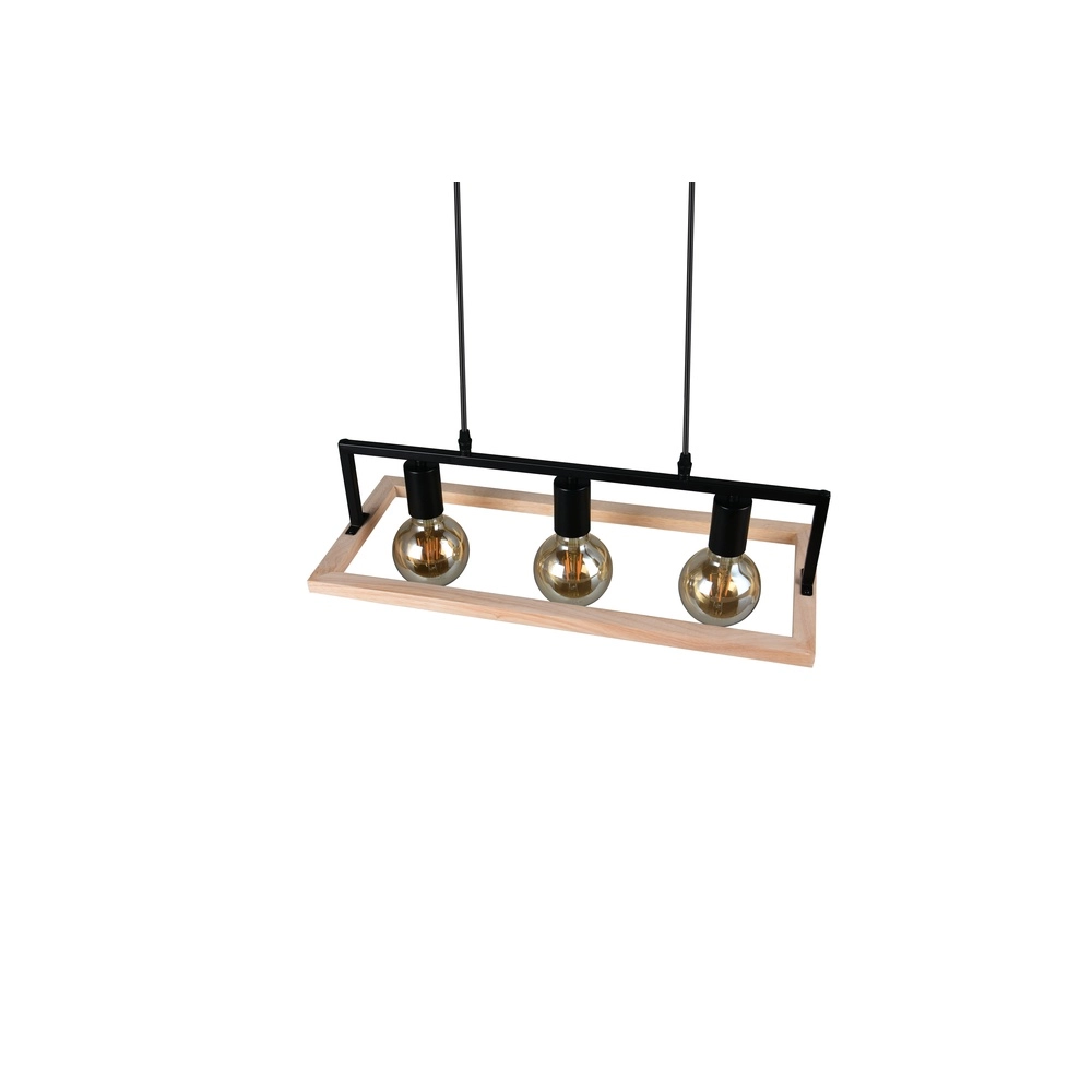 Design-Pendellampe Bano Schwarz mit Holz Trio 4017807673364
