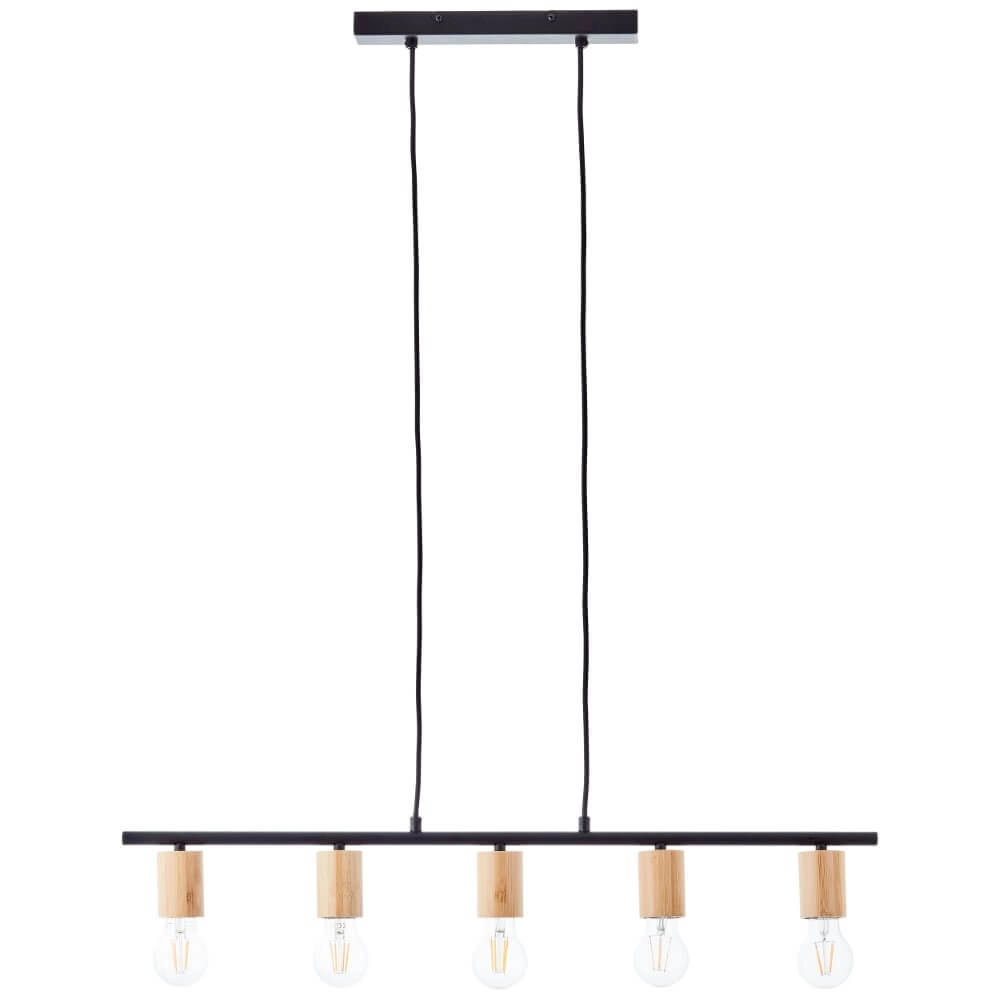 Hängelampe mit 5 Leuchten Kerry schwarz mit Holz Brilliant 4004353408960