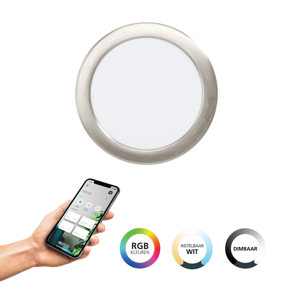 IP44-Einbaulampe Fueva 6-Z Zigbee – Edelstahl – Ø 16,8 cm