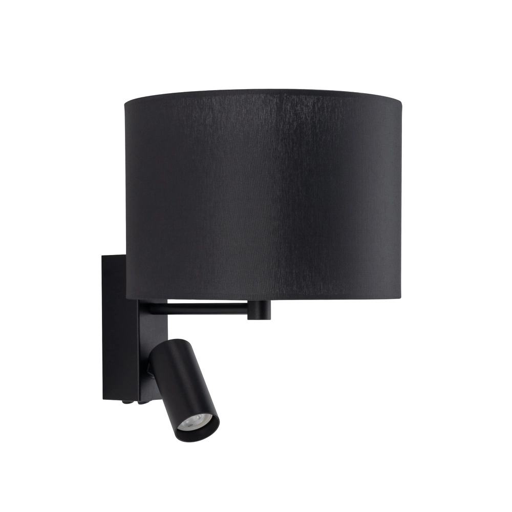 Schwarze Wandlampe Lusso mit Tischlampenschirm