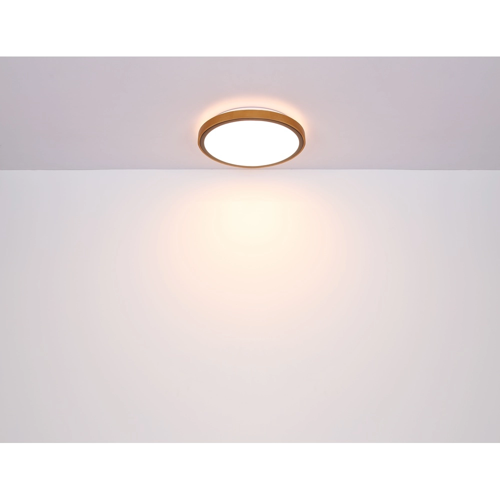 Deckenlampe Bruno 39 cm quadratisch schwarz mit Holz Globo 9007371433469
