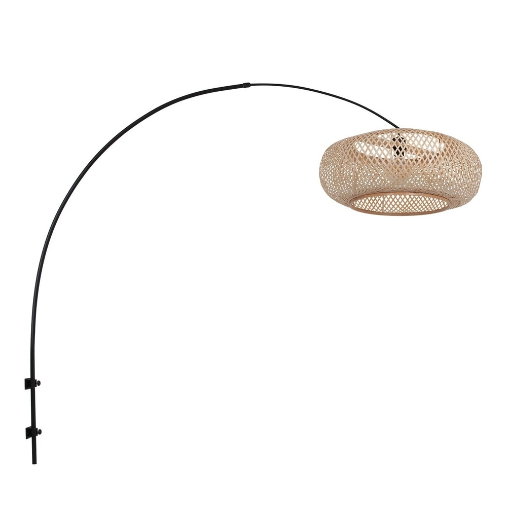 Wandleuchte Bogen Sparkled Light schwarz mit Rattanhaube Steinhauer 8712746181982