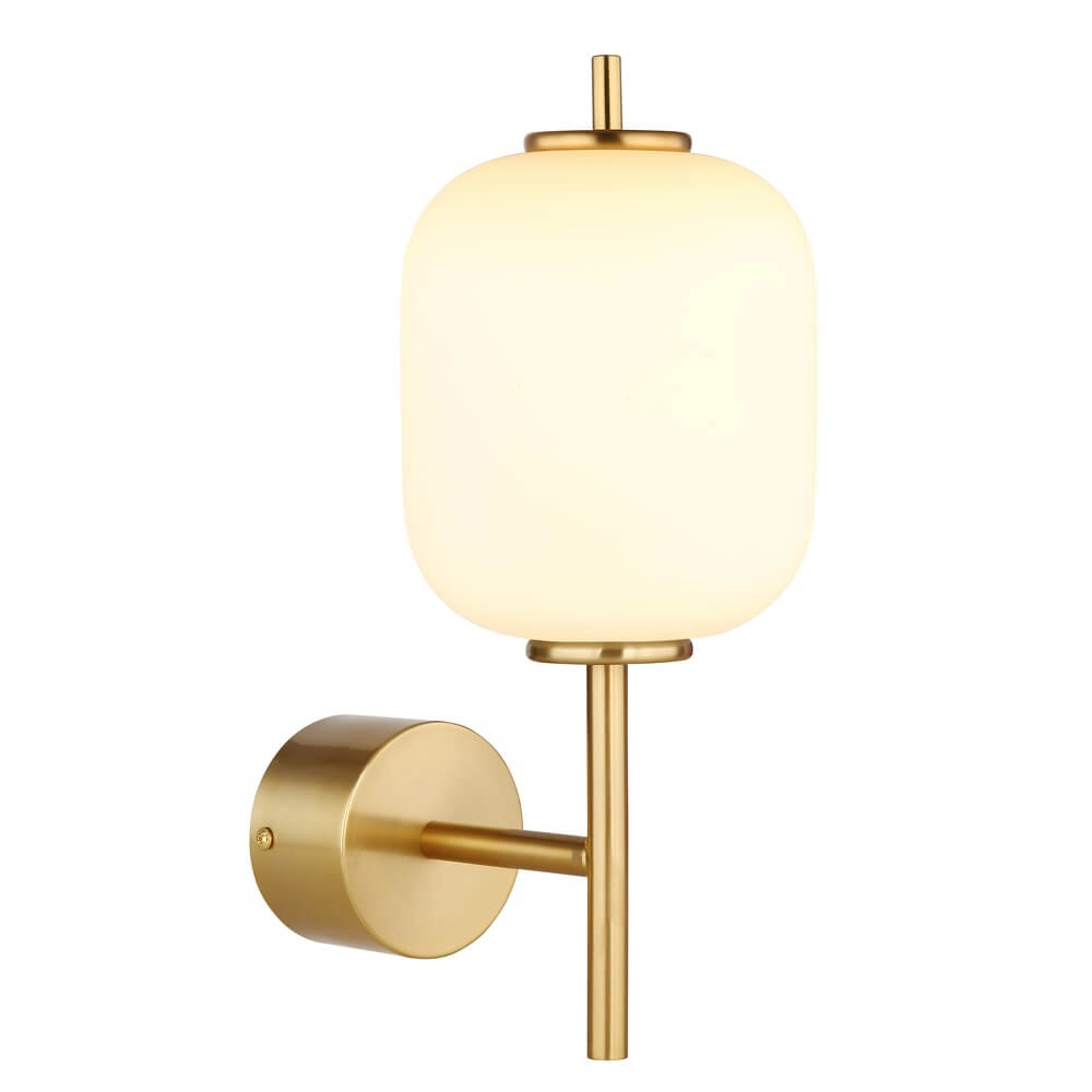 Goldene Wandleuchte Ewald Weißes Glas Globo 9007371455584
