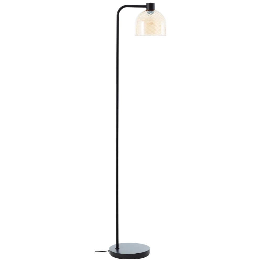 Stehlampe Casto schwarz mit bernsteinfarbenem Glas Brilliant 4004353446849