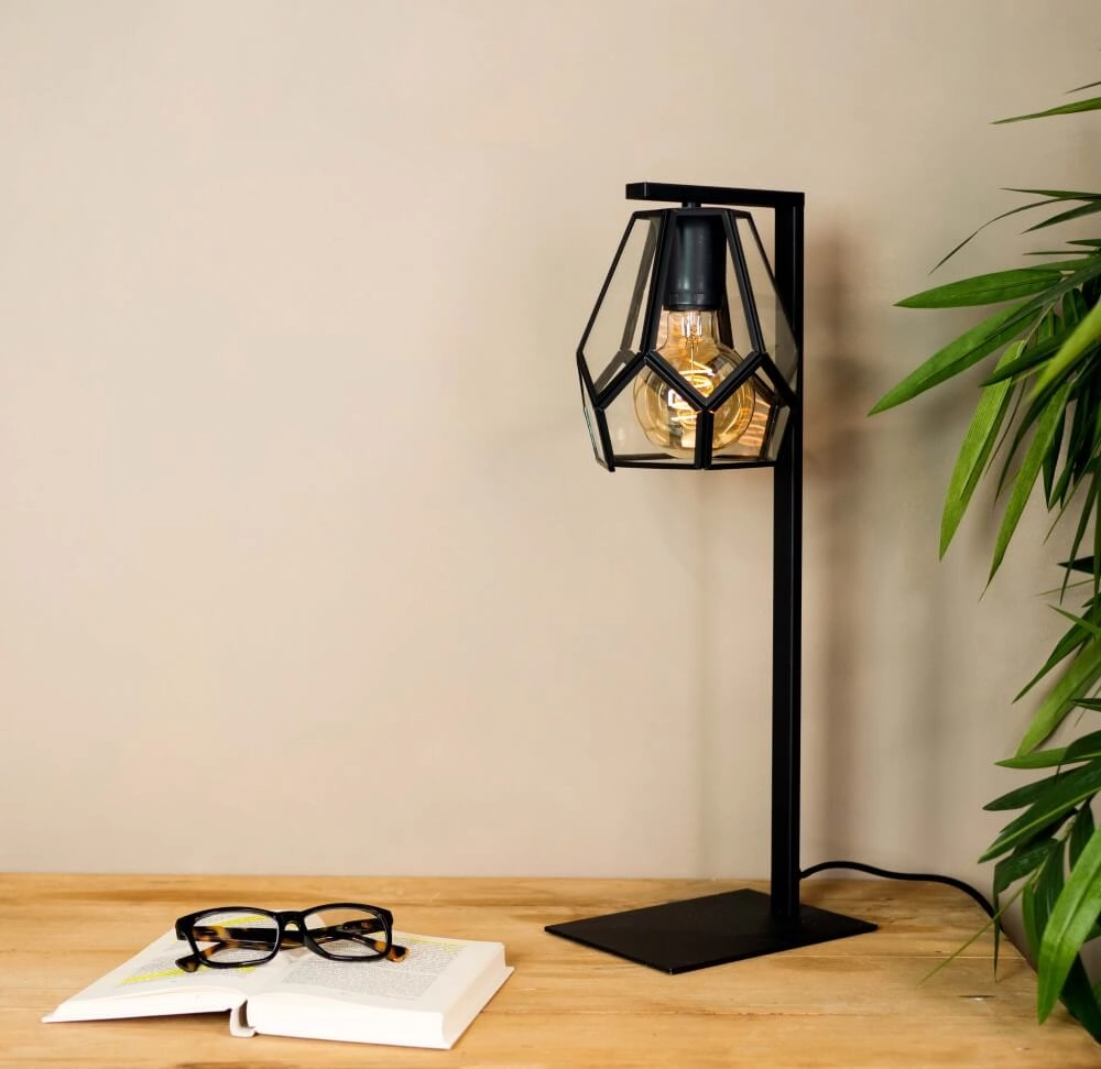 Tischlampe Mardyke schwarz mit Glas Eglo 9002759436469