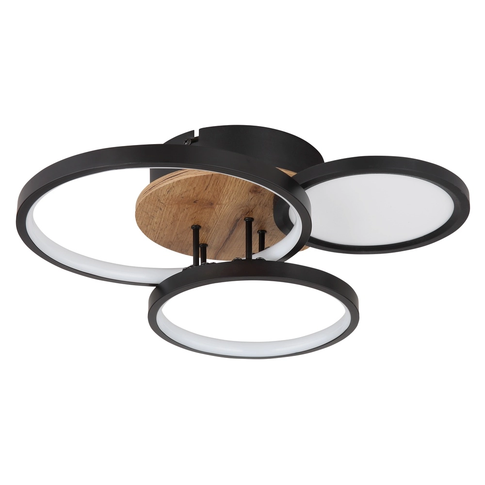 Schwarze Deckenlampe Sid Design mit Holz Globo 9007371436392