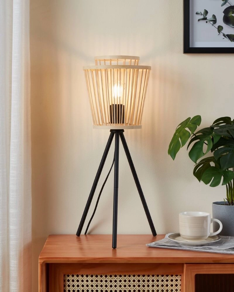 Tischlampe aus Holz Hykeham 57cm hoch Eglo 9002759438548