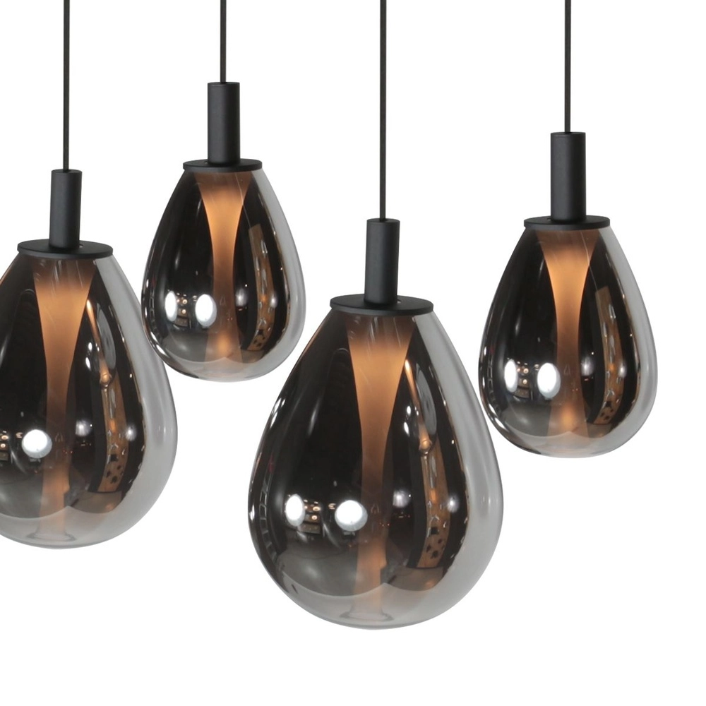 Pendelleuchte Glimsy 5-flammig schwarz mit Rauchglas Steinhauer 8712746177954