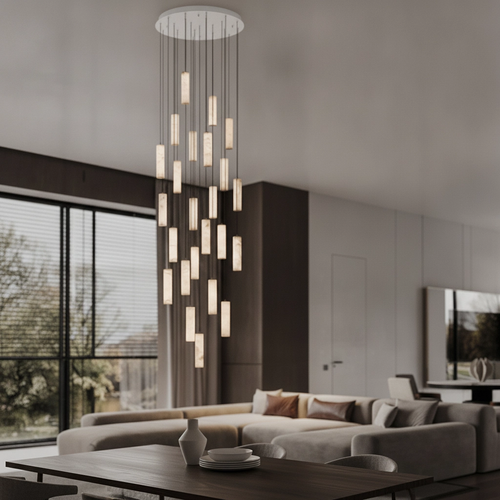 Pendellampe Diletto Gold mit weißen 24-Lichtern