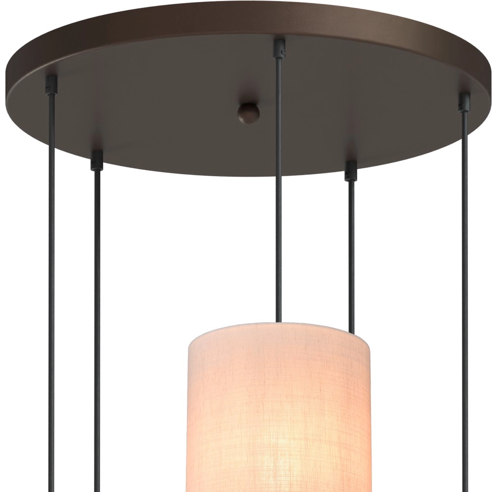 5-Licht Pendellampe Lisbourg Kakao mit cremefarbener Kappe Masterlight