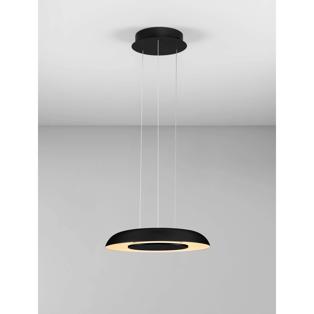Moderne Pendelleuchte Epos Ø 40cm schwarz mit weiß