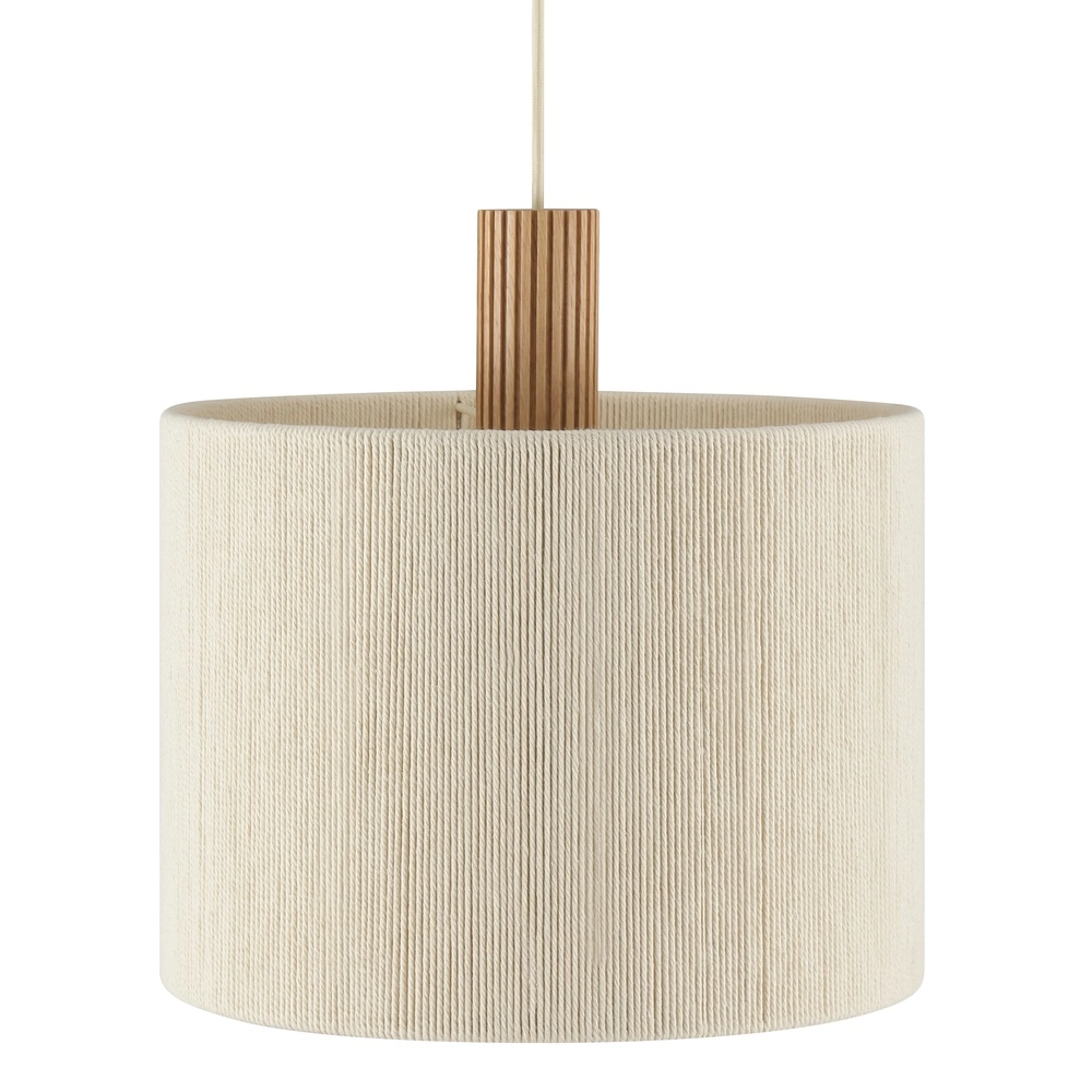 Beige Pendellampe Arlo mit Holz Japandi Ø 35 cm Brilliant 4004353477089
