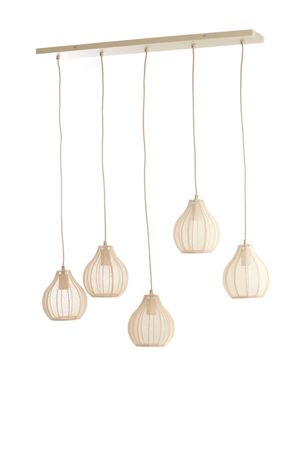 Cremefarbene Pendelleuchte Elati 5-flammig 100cm Light & Living 8717807702786