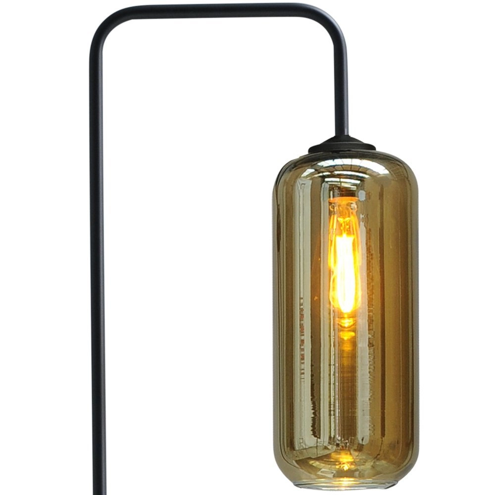 Schwarze Stehlampe Quinto mit rauchfarbenem Zylinderglas Masterlight 8718121245034