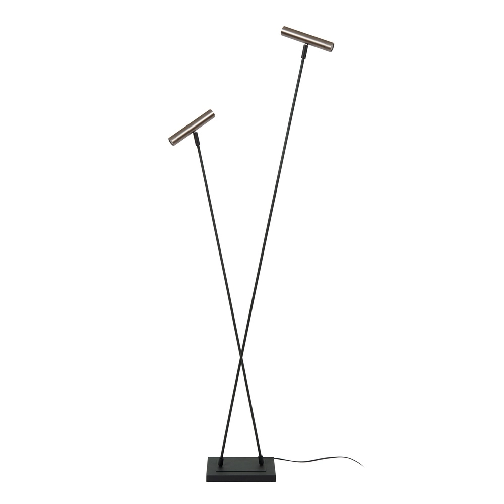 2-Licht Stehlampe Duarte Schwarz mit Metallgrau Lucide Vibes 5411212032195