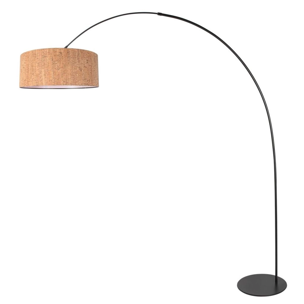 Schwarze Bogenlampe Curve mit Korkkappe Ø50 cm Steinhauer 8712746180435
