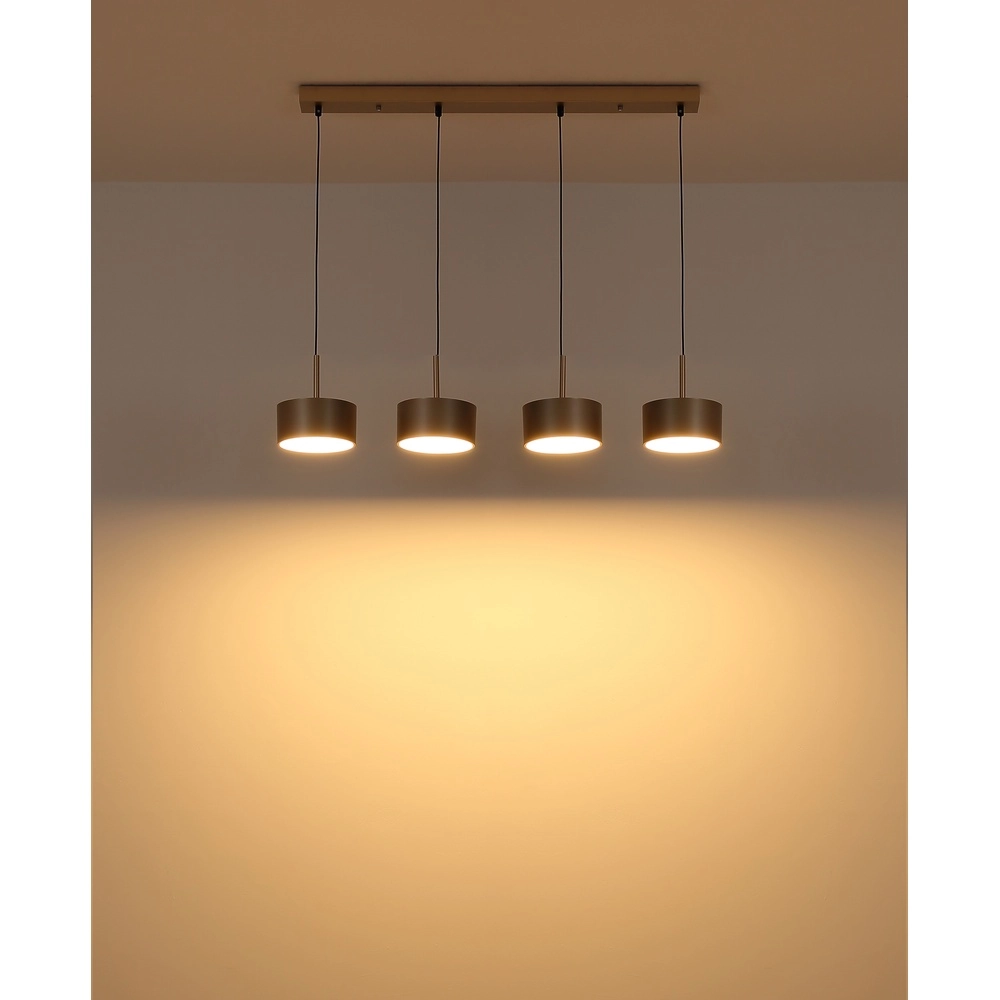 4-Licht Pendellampe Raymond schwarz mit Champagner Globo 9007371531875