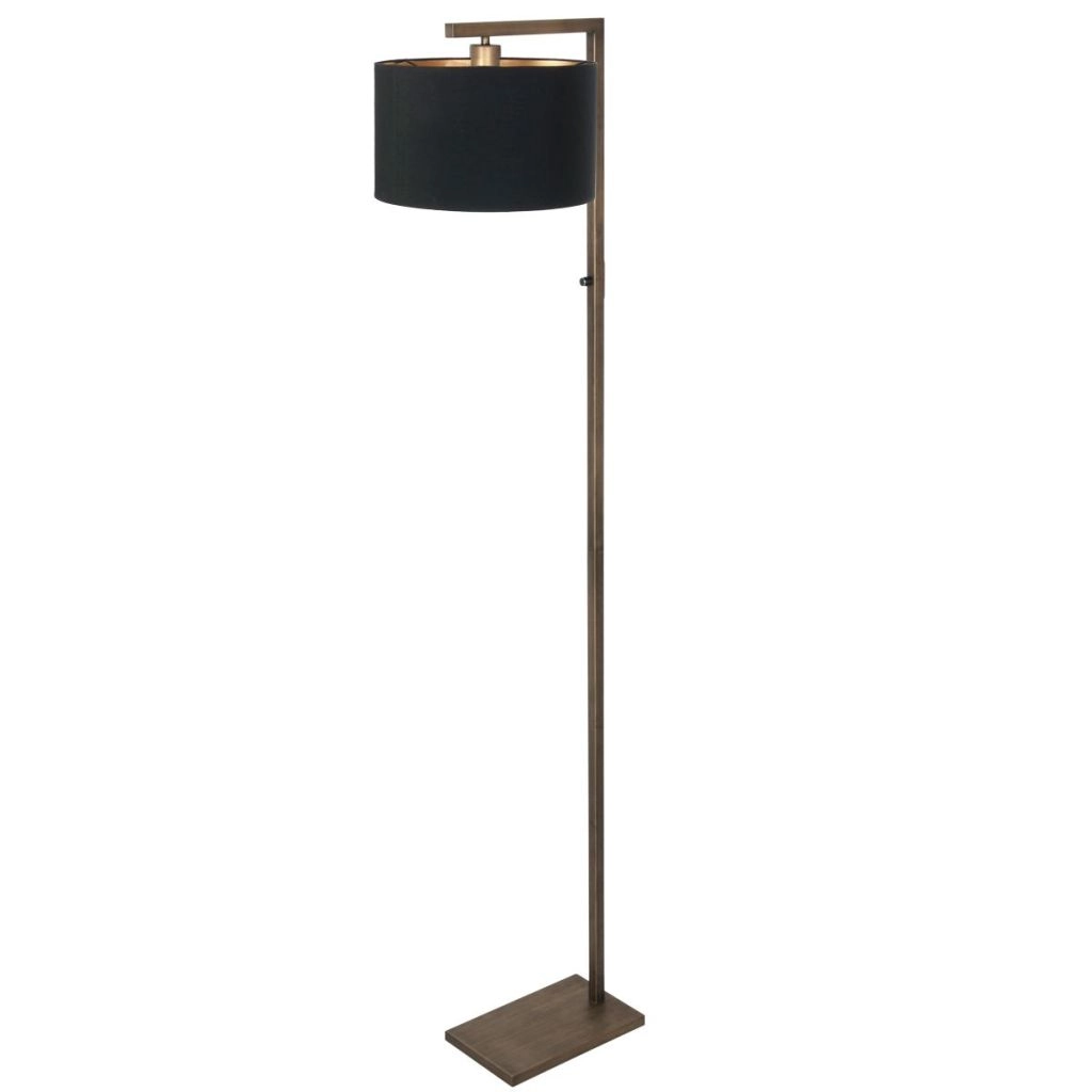 Bronze der Stehlampe Stang mit schwarzer Kapuze