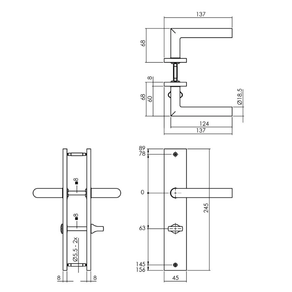 Türklinke Bastian WC-Verschluss 63/8 schwarz Intersteel 8714186556078