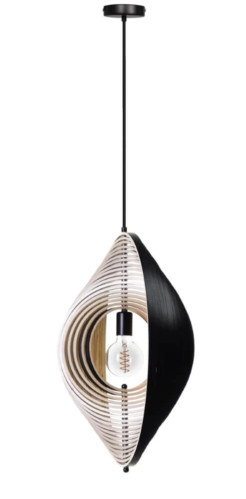 Design-Hängelampe Woody schwarz mit Holz Ø 59cm ETH 8720195307549
