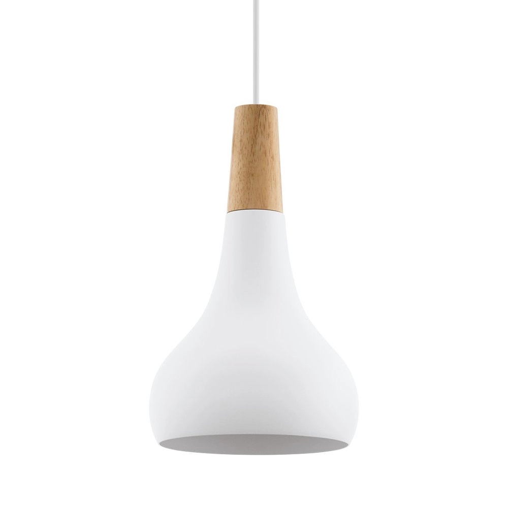 Pendelleuchte Sabinar 18 cm weiß mit Holzbraun