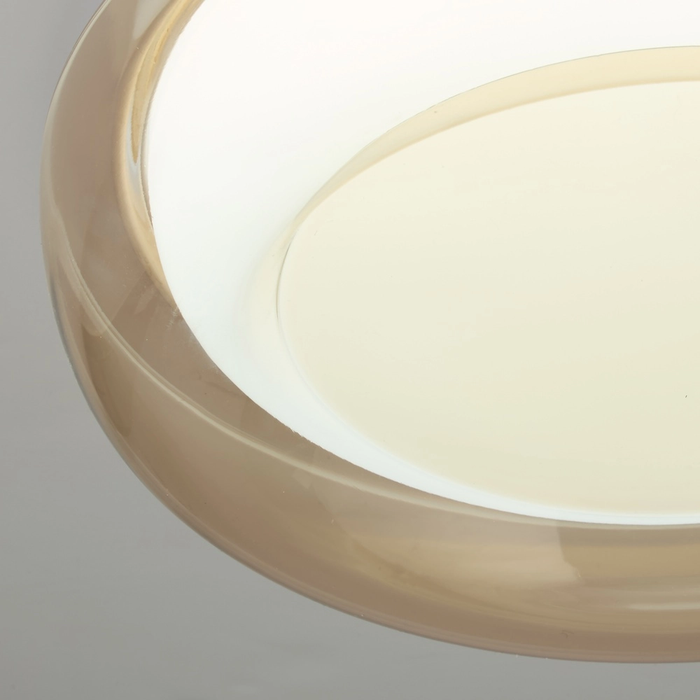 Design der Deckenbeleuchtung Jude weiß mit bernsteinfarbenem Glas Ø 30 cm Searchlight 5,05342E+12