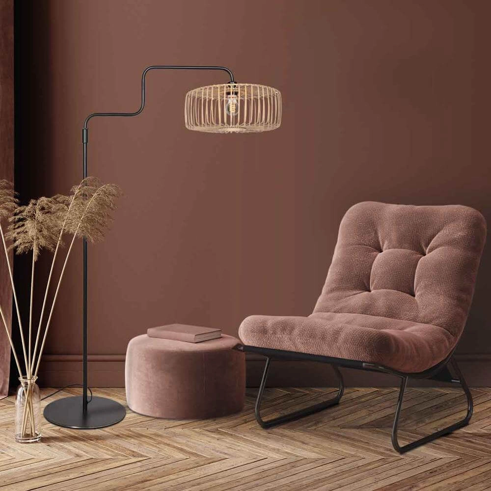 Stehlampe Bloeba schwarz mit Bambus Steinhauer 8712746176919