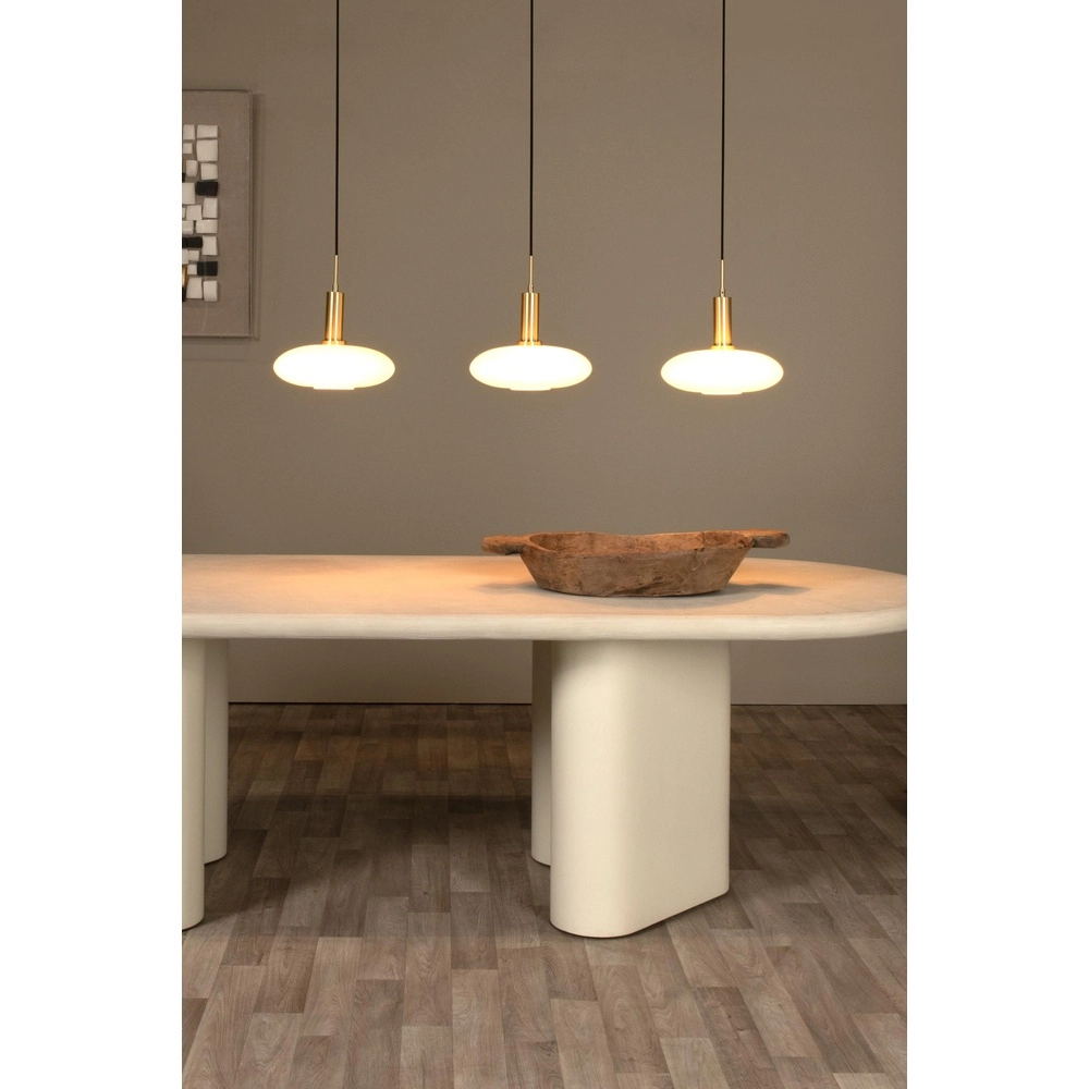 Design-Pendellampe Singala 3-Licht glattes Gold mit Weiß Lucide 5411212251091