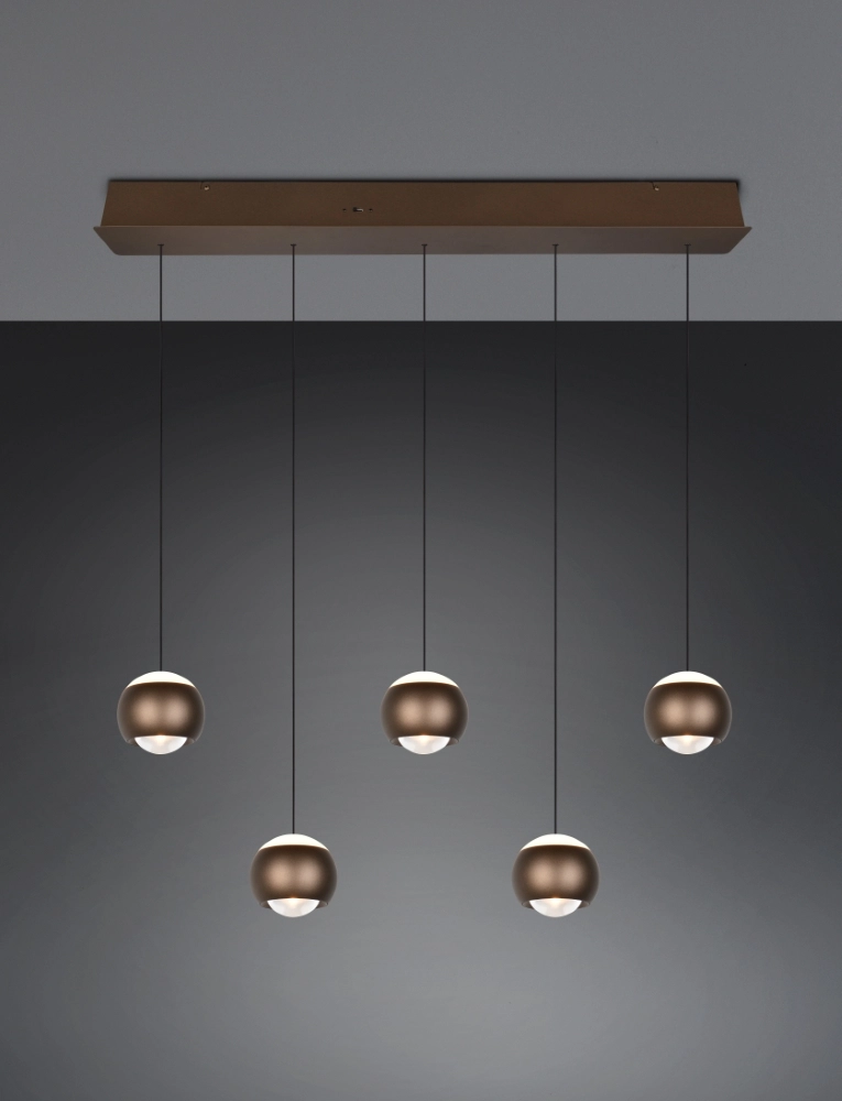 5-Licht LED-Pendelleuchten Orbit Esstisch – Platinbraun Trio 4017807686593