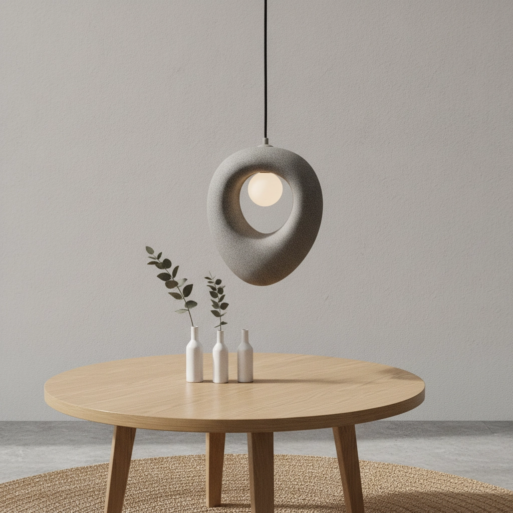 Natürliche Pendelleuchte Tempus grau 30cm