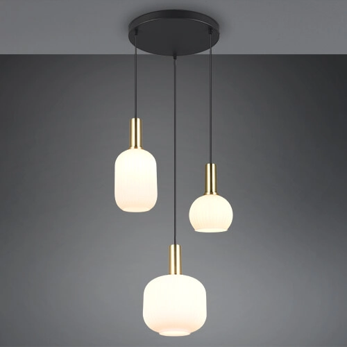 Hängelampe für das Esszimmer Diva 3-flammig – weißes Glas Trio 4017807614503