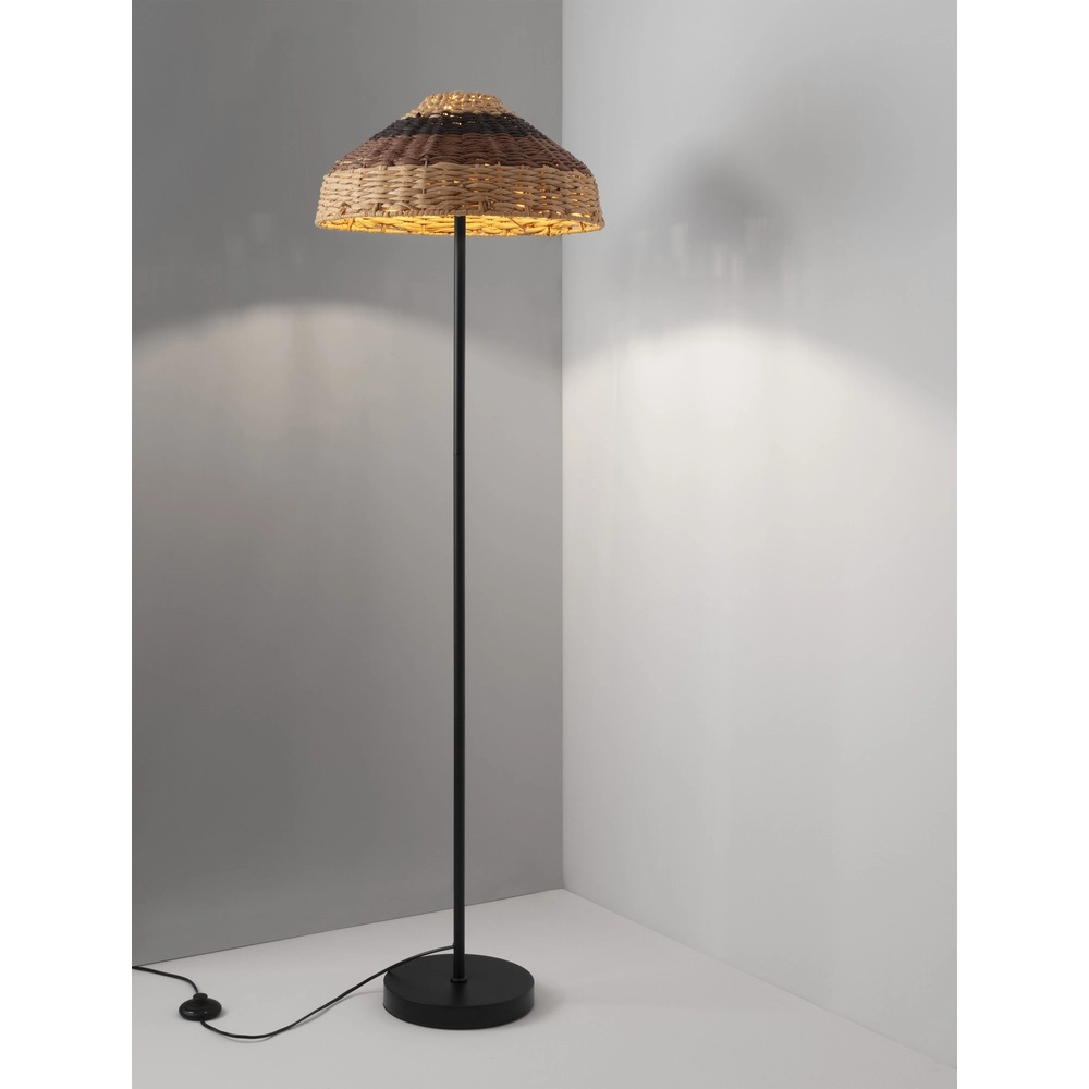 Stehlampe Caro Schwarz und Rattan Lyora 5212017453013