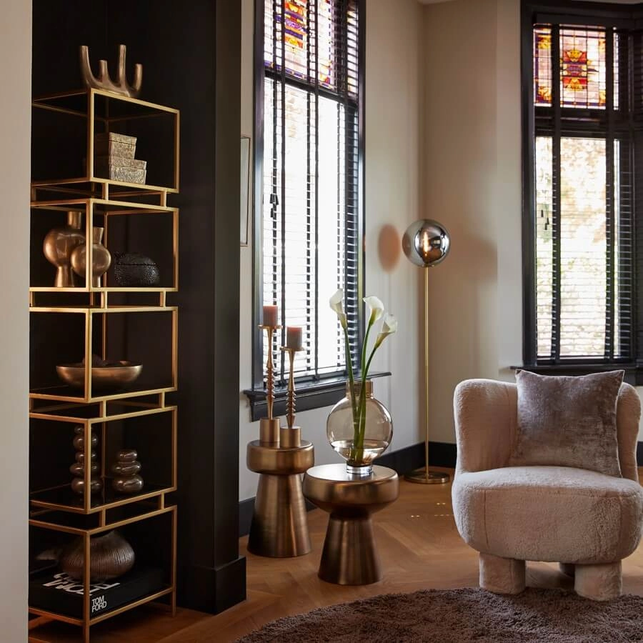 Goldene Stehleuchte Medina mit Rauchglas Light & Living 8717807696979
