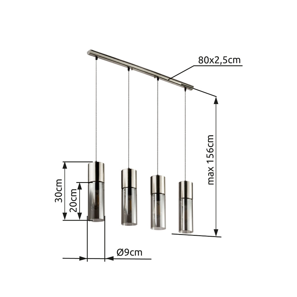 4-Licht Pendellampe Annika Nickel-Design Globo 9007371382200