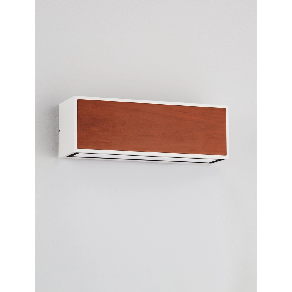 Solar-Wandleuchte Brown weiß mit Holz Lyora 5212017449467