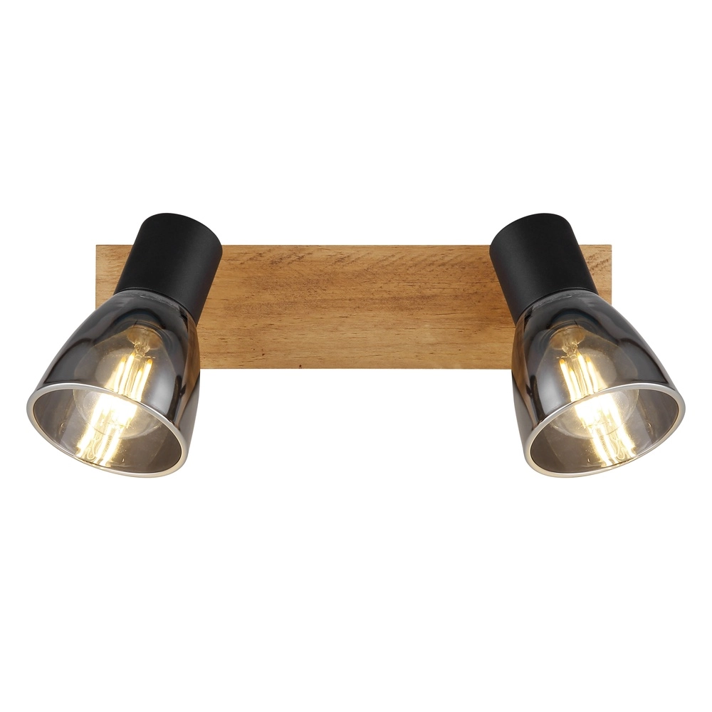 Deckenlampe Claude 2-helliges Schwarz mit Holz Globo 9007371443208