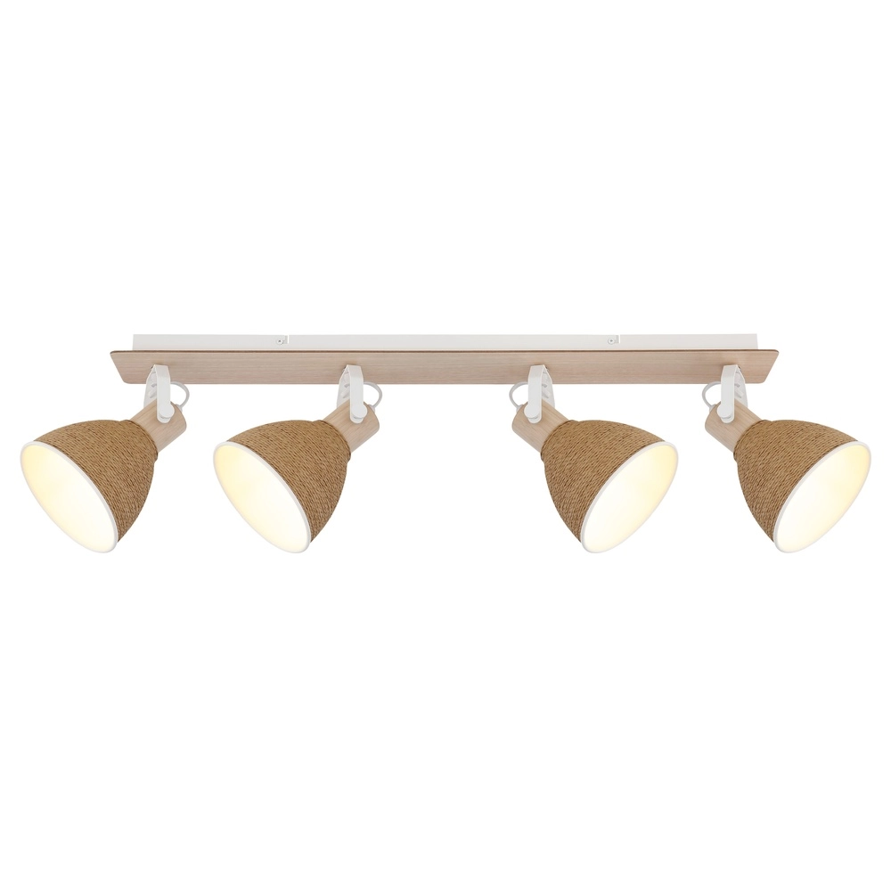 Deckenlampe Lyndon 4-hell weiß mit Rattan Globo 9007371589746