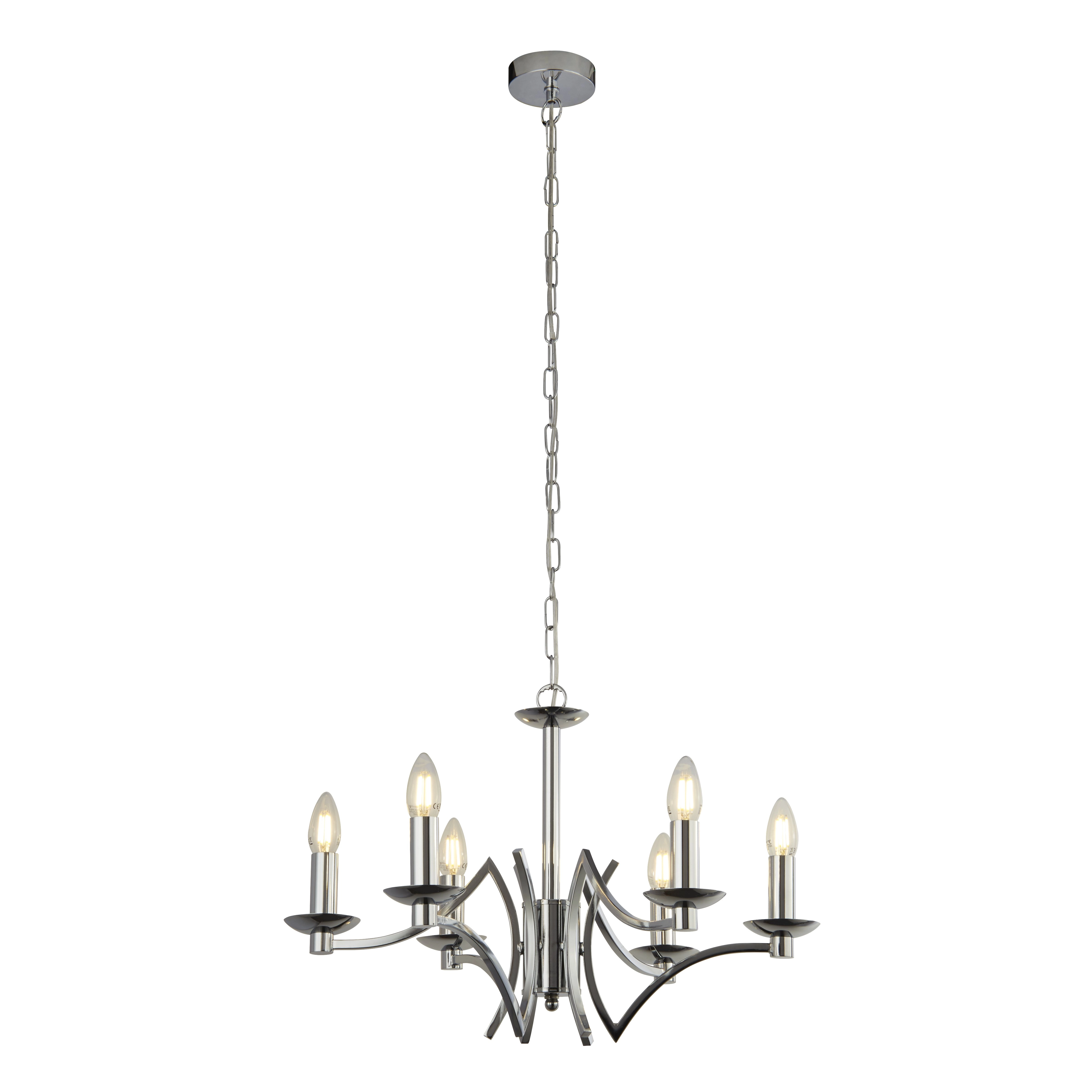 6-Licht-Kronleuchter Ascot grau mit chrom Searchlight 5053423174211