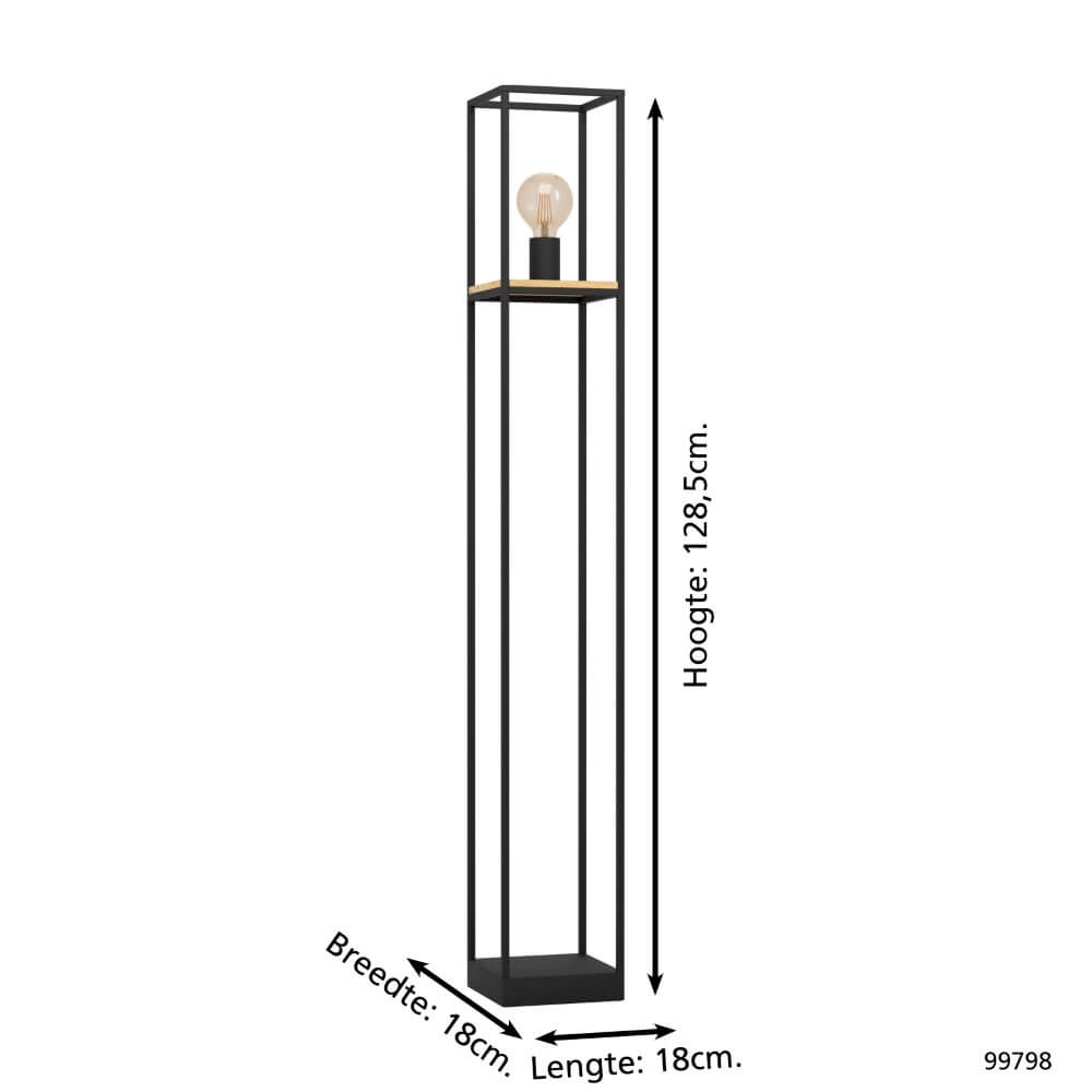 Stehlampe Libertad schwarz mit Holz Eglo 9002759997984