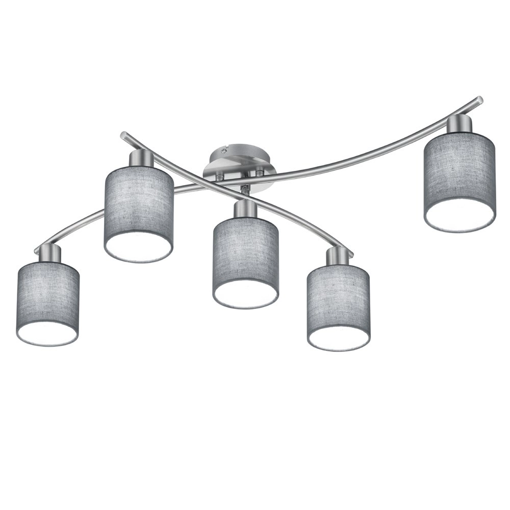 Deckenlampe Garda 5-flammiges Nickel matt mit Anthrazit