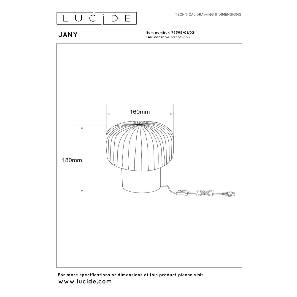 Tischlampe Jany Gold mit Rauchglas Lucide 5411212782663