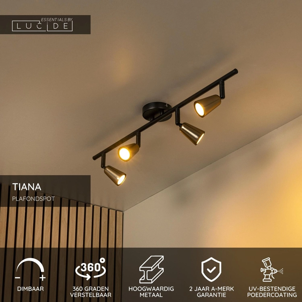 Deckenscheinwerfer Tiana 4-Licht Champagner Lucide 5411212650382