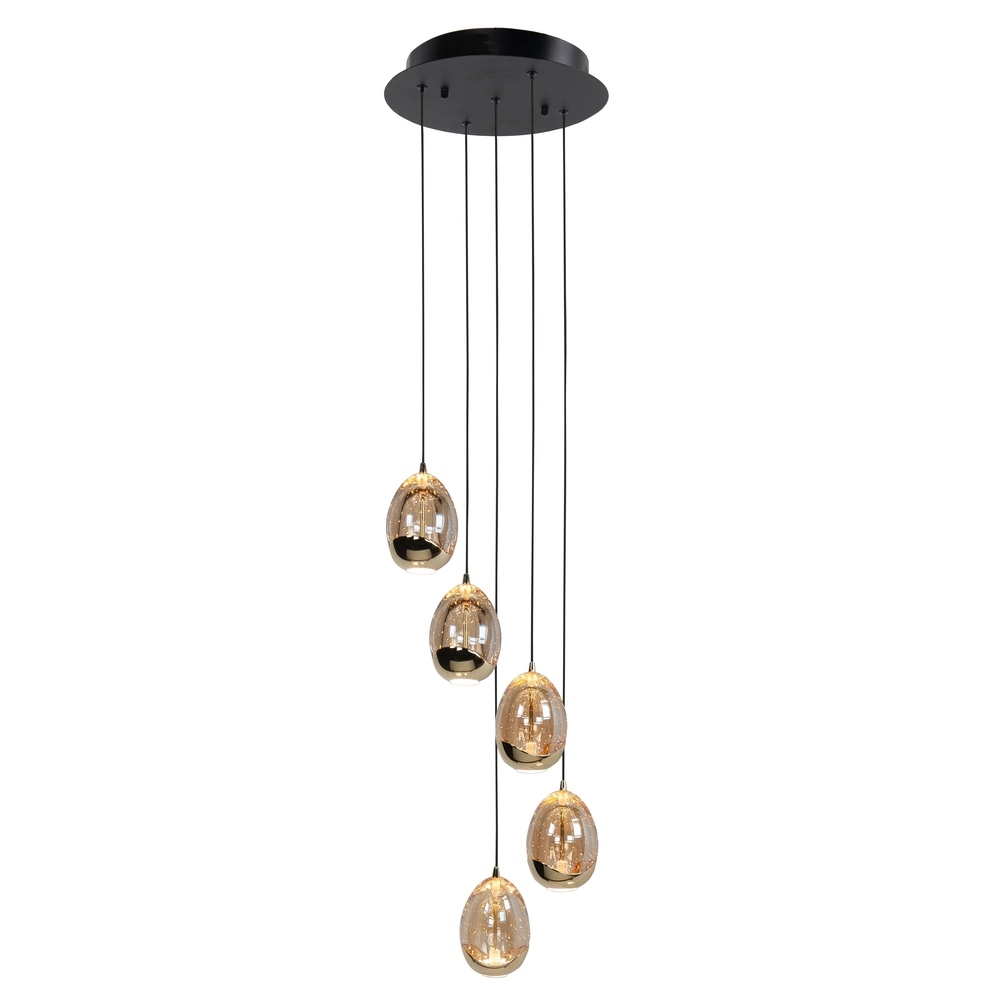 Pendelleuchte Golden Egg schwarz 5-flammig