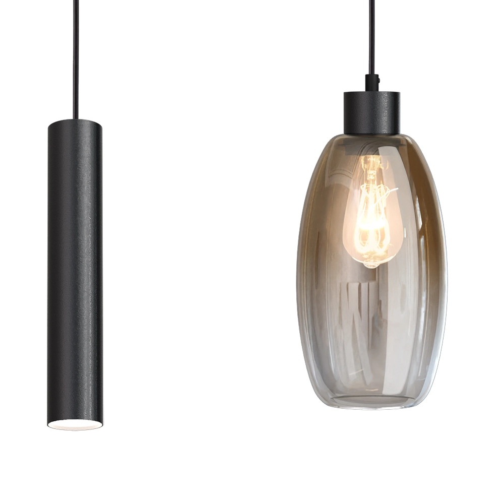 Glas-Pendellampe Olive 3x Ø 12,5 cm – 2x Run-Anhänger – schwarz Masterlight 8718121394053