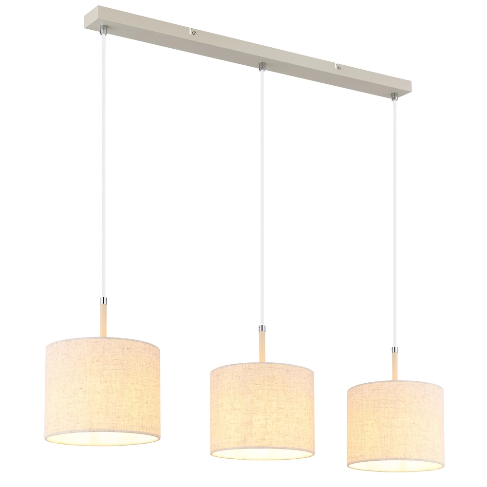 3-flammige Pendelleuchte Deleon sand braun gerade