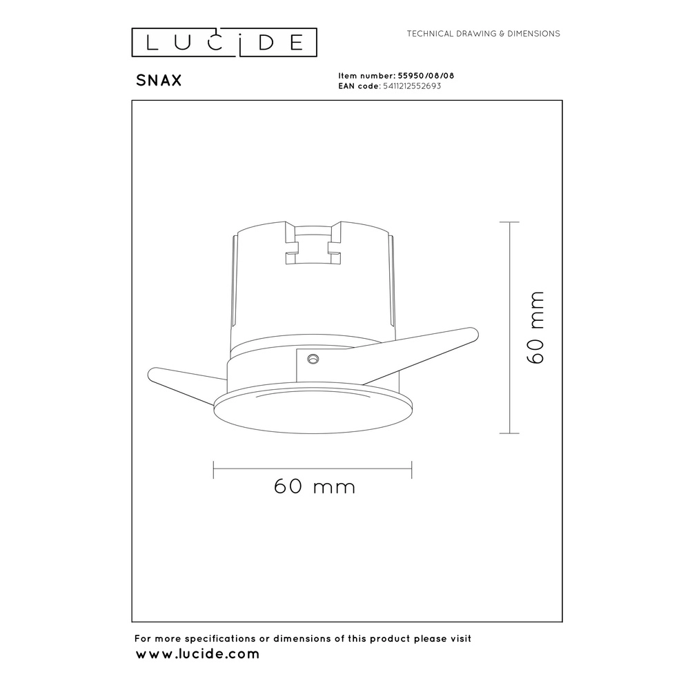 Zurückgesetzter Scheinwerfer Snax grau Ø 6 cm Premium by Lucide 5411212552693