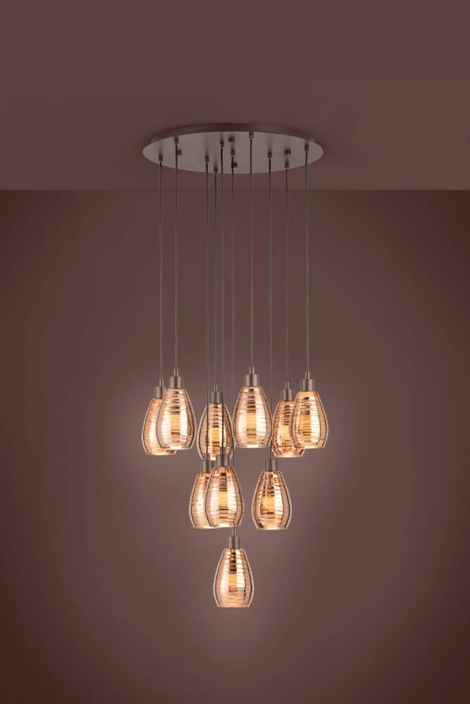Pendelleuchte Siracusa 10 Lichtbraun mit Kupferglas Stars of Light 9002759395094