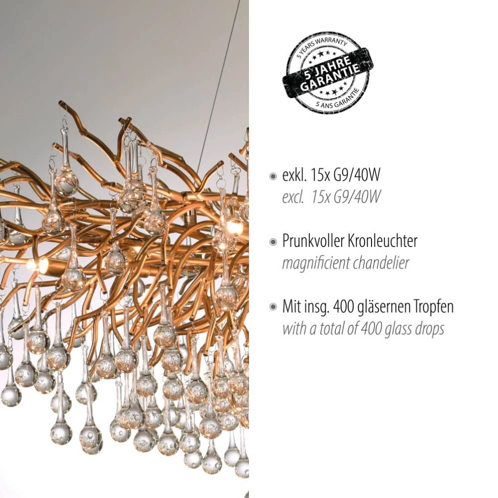 Großer Kronleuchter Icicle antikes Messing Paul Neuhaus 4012248332917