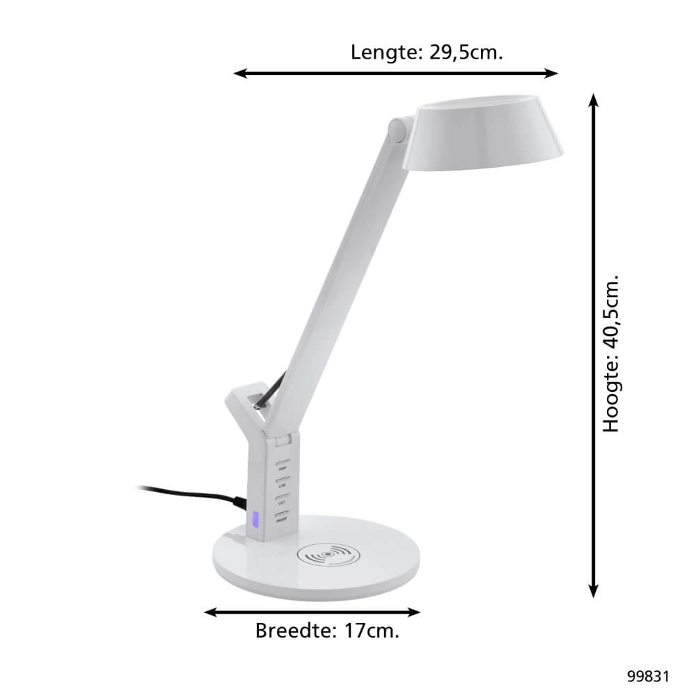 Weiße Schreibtischlampe Banderalo mit Ladepanel Eglo 9002759998318